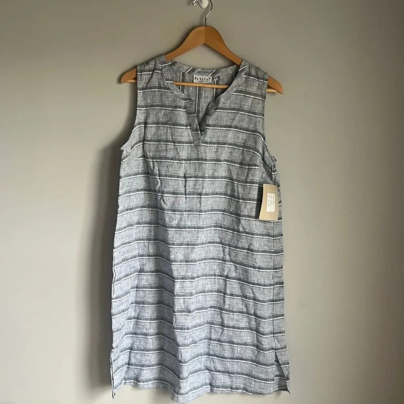 NEW Habitat - Linen Black Striped Dress - Picture 1 of 13